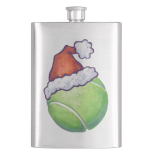 Tennisball in Weihnachtsmannmütze Flachmann