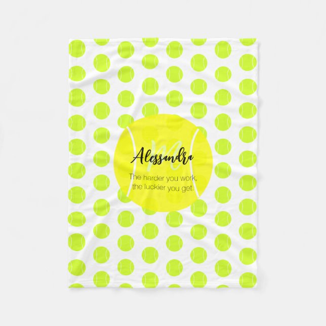 Tennisball individuelle Name & Text Fleecedecke (Vorderseite)