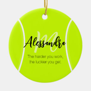 Tennisball individuelle Name & Text Keramik Ornament