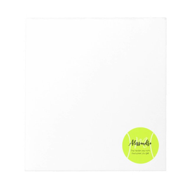 Tennisball individuelle Name & Text Notizblock (Vorderseite)