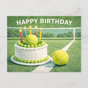 Tennisball mit Alles Gute zum Geburtstag und Kuche Postkarte