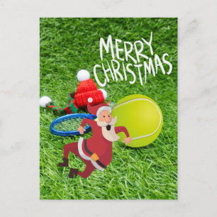Tennisball mit dem Weihnachtsmann Frohe Weihnachte Postkarte