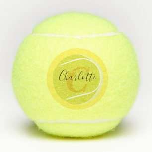 Tennisball mit Gold Monogram Script Name gelb Tennisbälle