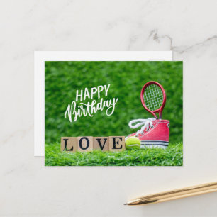 Tennisball mit Happy Birthday mit Liebe Postkarte