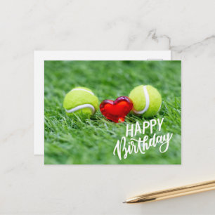 Tennisball mit Happy Birthday mit Liebe Postkarte
