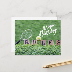 Tennisball mit Happy Birthday mit Liebe Postkarte