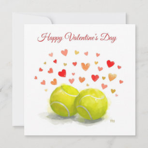 Tennisball mit LOVE auf blauem Court Feiertagskarte