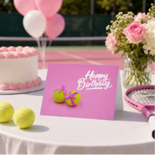 Tennisball mit rosa Band zum rosafarbenen Geburtst Karte