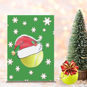Tennisball mit Santa Hut Weihnachtskarte Feiertagskarte