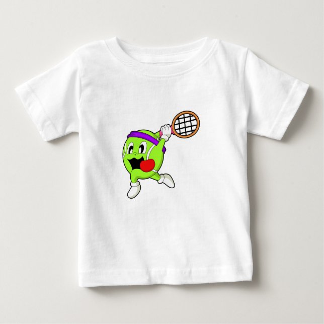 Tennisball mit Tennisschläger Baby T-shirt (Vorderseite)