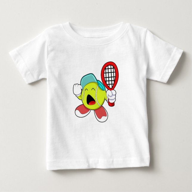 Tennisball mit Tennisschläger Baby T-shirt (Vorderseite)