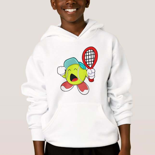 Tennisball mit Tennisschläger Hoodie (Vorderseite)
