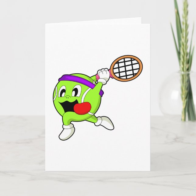 Tennisball mit Tennisschläger Karte (Vorderseite)