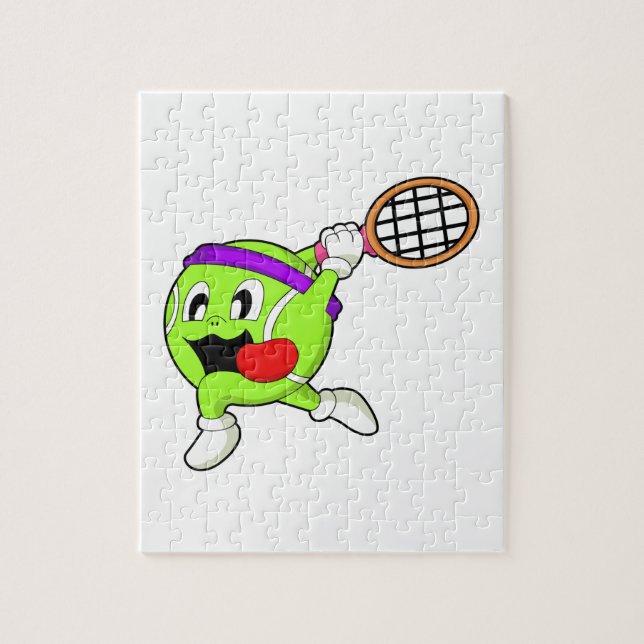 Tennisball mit Tennisschläger Puzzle (Vertikal)