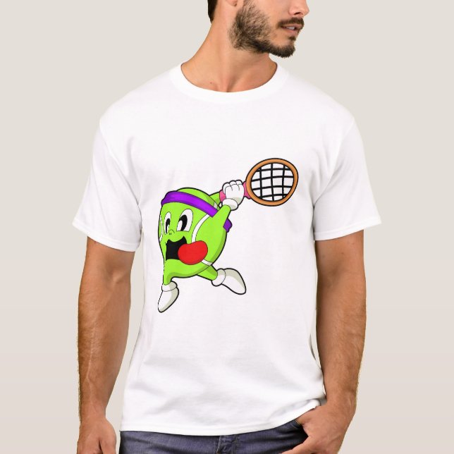 Tennisball mit Tennisschläger T-Shirt (Vorderseite)