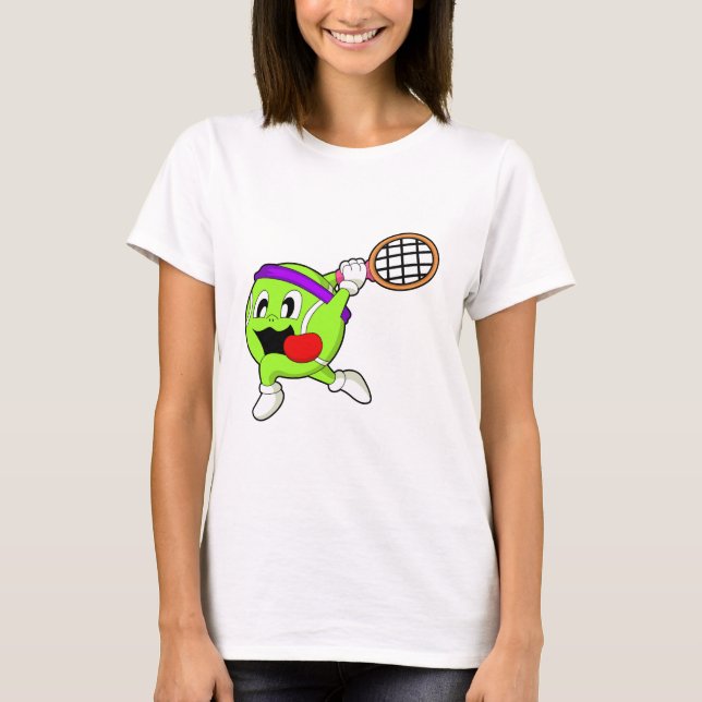 Tennisball mit Tennisschläger T-Shirt (Vorderseite)
