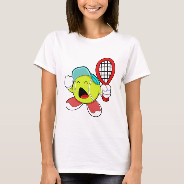 Tennisball mit Tennisschläger T-Shirt (Vorderseite)