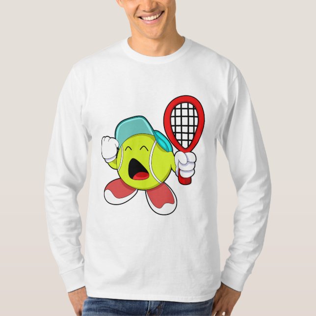 Tennisball mit Tennisschläger T-Shirt (Vorderseite)