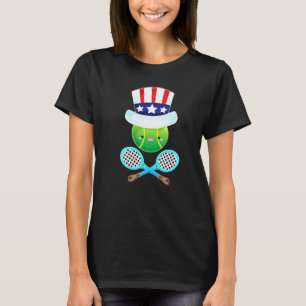 Tennisball mit Uncle Sam Hat 4. Juli USA Fla T-Shirt