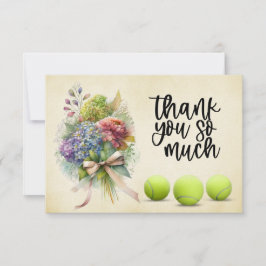 Tennisball mit vielen Blume des Spielers Dankeskarte