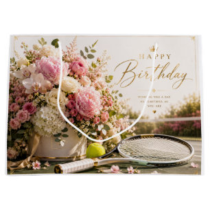 Tennisball mit vielen Blumen zum Geburtstag Große Geschenktüte