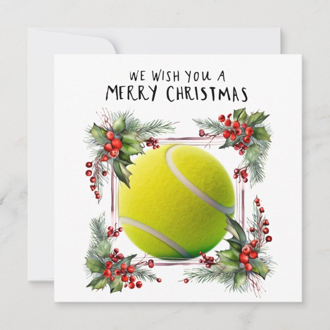 Tennisball mit Weihnachtsrahmen Feiertagskarte (Vorderseite)