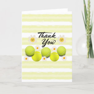 Tennisball mit weißer, dunkler Blume Danke