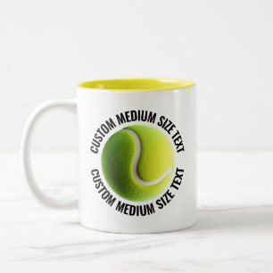 Tennisball & Mittelgroßer Text GELB 11oz Custom Zweifarbige Tasse