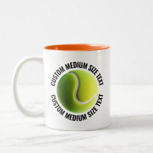 Tennisball & Mittelgroßer Text ORANGE 11oz Custom Zweifarbige Tasse