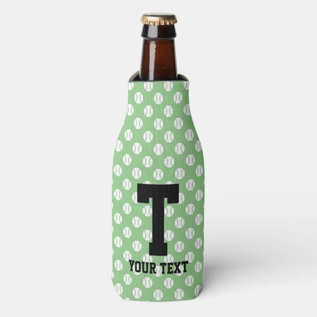 Tennisball-Musterflasche cooler mit individuellem  Flaschenkühler (Flaschenvorderseite)