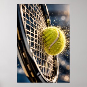 Tennisball-Schläger-Aufprall-Wandkunst – Dynamisch Poster