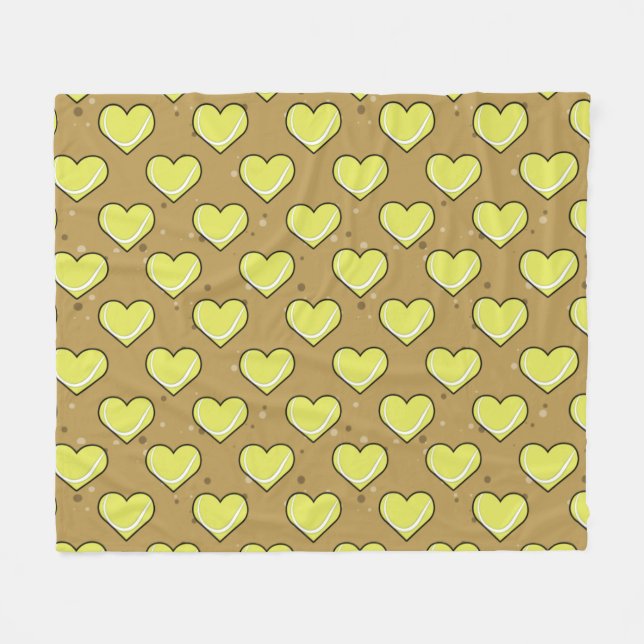 Tennisball-Textur in Herzform - Muster Fleecedecke (Vorderseite (Horizontal))