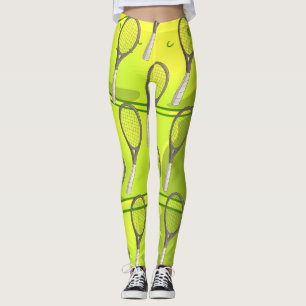 Tennisball und Racket auf Gelb Leggings
