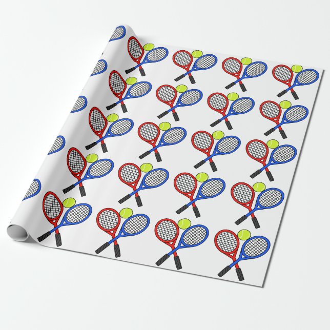 Tennisball und Rackets Geschenkpapier (Ungerollt)