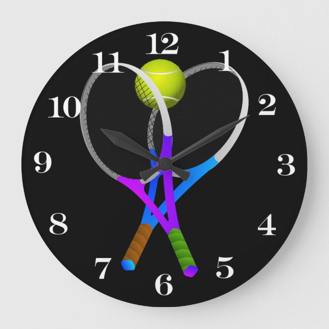 Tennisball und Rackets Große Wanduhr (Vorderseite)