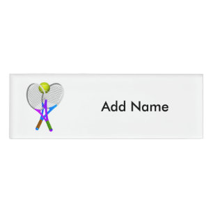 Tennisball und Rackets Namenschild