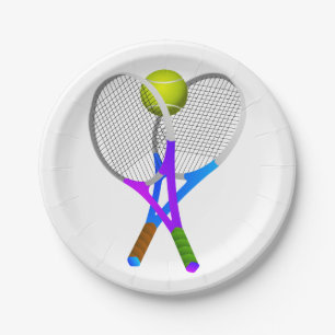 Tennisball und Rackets Pappteller