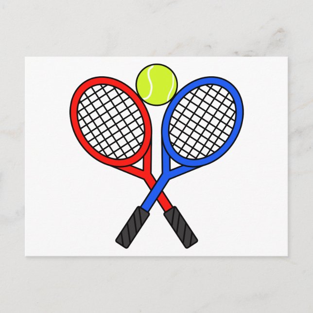 Tennisball und Rackets Postkarte (Vorderseite)