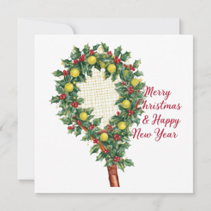 Tennisball und Schläger Frohe Weihnachten