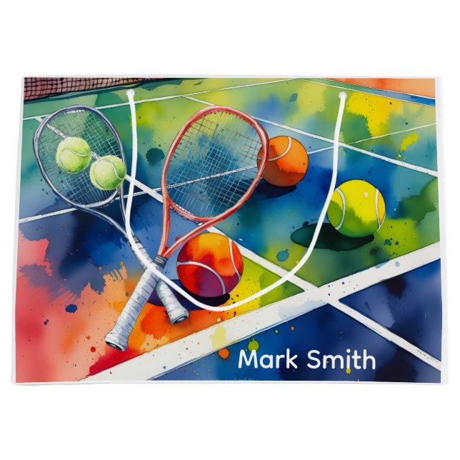 Tennisball und Schläger mit Liebe Große Geschenktüte (Vorderseite)