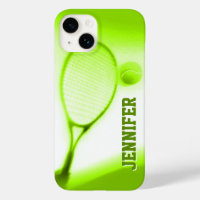 Tennisball und Schlägersport - grünes Telefongehäu
