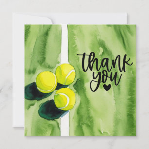 Tennisball und Vielen Dank Wort Aquarell Dankeskarte
