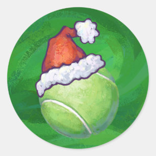 Tennisball Weihnachtsgrün Runder Aufkleber
