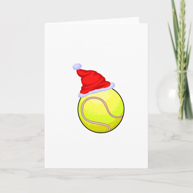 Tennisball (Weihnachtsmannmütze) Feiertagskarte (Vorderseite)