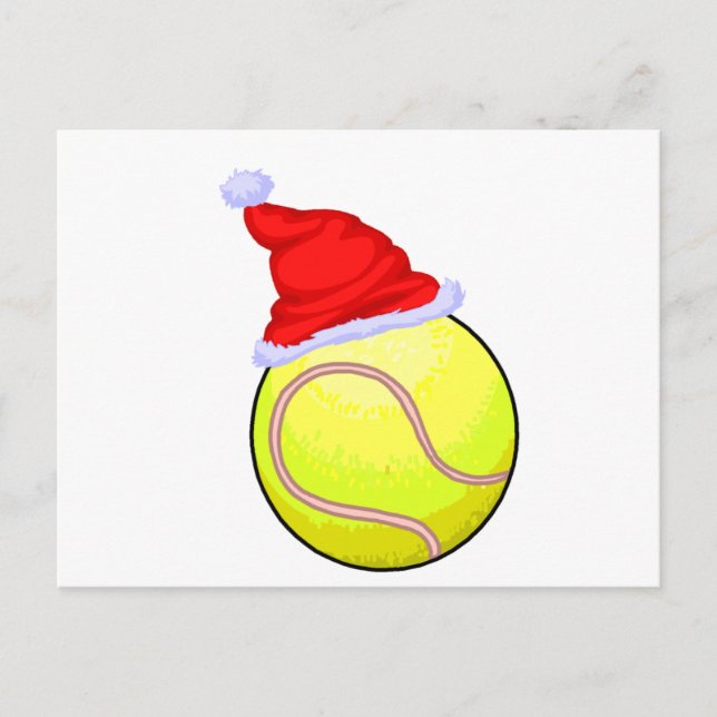 Tennisball (Weihnachtsmannmütze) Feiertagspostkarte (Vorderseite)