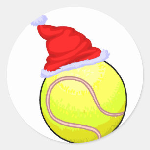 Tennisball (Weihnachtsmannmütze) Runder Aufkleber