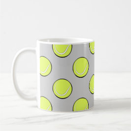 Tennisballs Nahtloses Muster im grauen Hintergrund Kaffeetasse