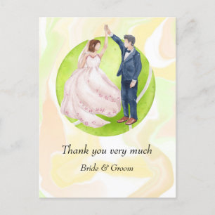 Tennisbride und Groom auf Tennisball für Hochzeite Postkarte