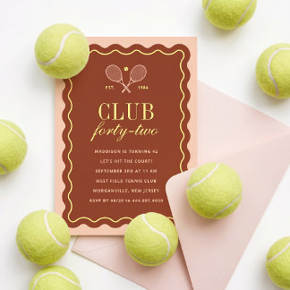 Tennisclub für Erwachsene zum Geburtstag Einladung
