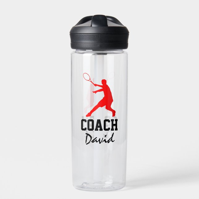 Tenniscoach Geschenk Squeezable Wasserflasche mit  Trinkflasche (Vorderseite)